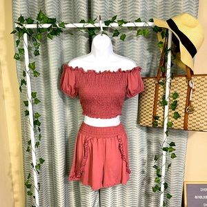 Indero Short & Blouse Set in Mesa Rose